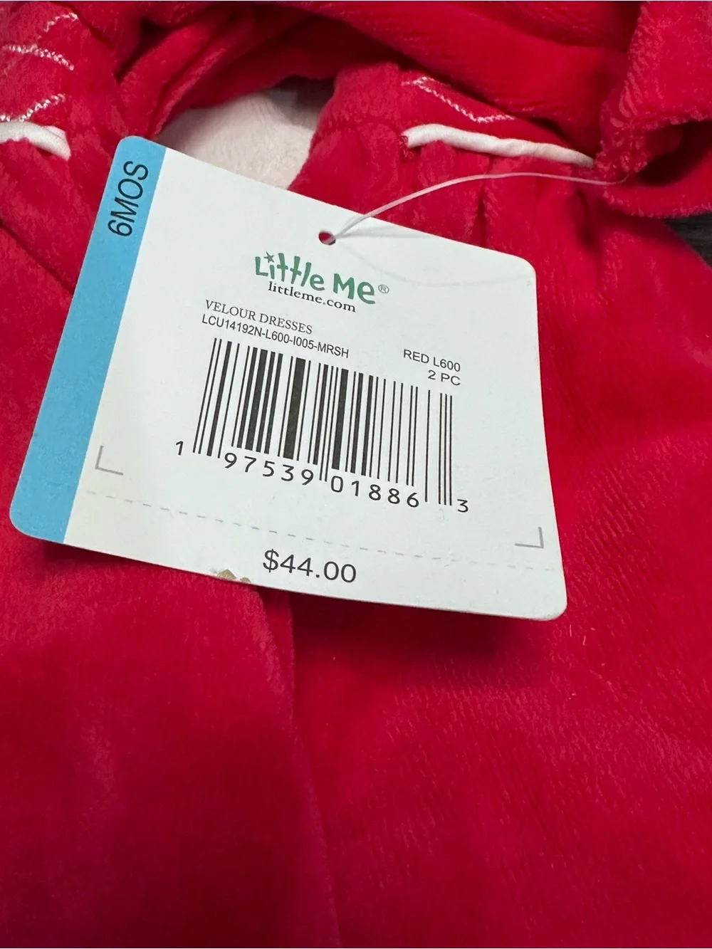 Little Me Baby Girls Red Velour‎ Holiday Dress & Tights Set NWT sizes 3 M and 6M